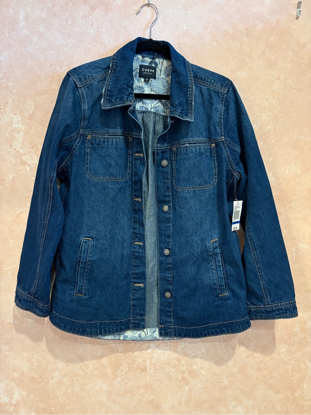 Curvy Dark Denim Jean Jacket - Classic Blue